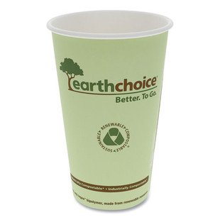 Earthchoice Compostable Paper Cup, 16 Oz, Green, 1,000/carton