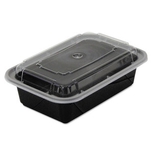 Newspring Versatainer Microwavable Containers, 24 Oz, 5 X 7.25 X 2, Black/clear, 150/carton