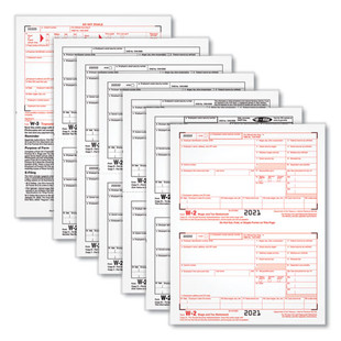 W-2 Tax Forms, Six-part Carbonless, 5.5 X 8.5, 2/page, (50) W-2s And (1) W-3