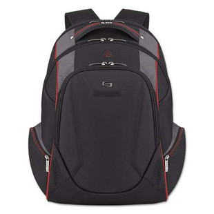 Launch Laptop Backpack, Fits Devices Up To 17.3", Polyester, 12.5 X 8 X 19.5, Black/gray/red