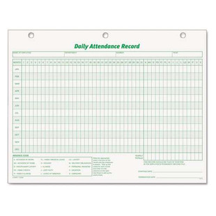 Daily Attendance Card, 8.5 X 11, 1/page, 50 Forms