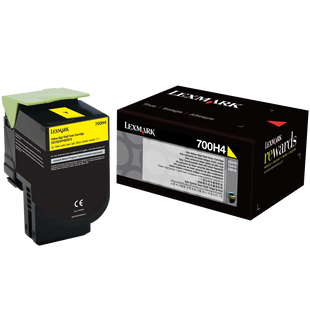 Original Lexmark 700H4 70C0H40 Yellow High-Yield Laser Toner Cartridge