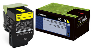 Original Lexmark 80C0SYG Unison 801HY Return Program Yellow High-Yield Toner Cartridge