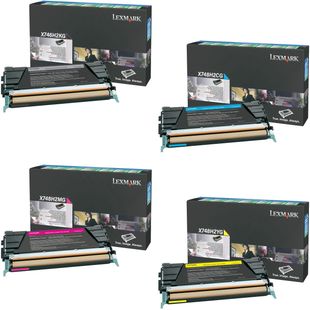 Lexmark X748H2 Set | X746H2KG X748H2CG X748H2MG X748H2YG | Original Lexmark High-Yield Toner Cartridges – Black, Cyan, Magenta, Yellow