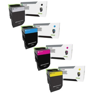 Lexmark 80C0S Set | 80C0S10 80C0S20 80C0S30 80C0S40 | Original Lexmark Toner Cartridges – Black, Cyan, Magenta, Yellow
