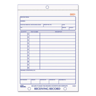 Receiving Record Book, Three-part Carbonless, 5.56 X 7.94, 1/page, 50 Forms