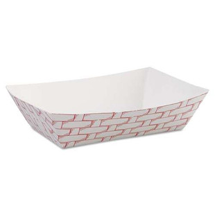 Paper Food Baskets, 6 Oz Capacity, 3.78 X 4.3 X 1.08, Red/white, 1,000/carton