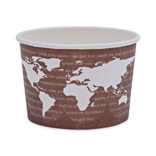 World Art Renewable And Compostable Food Container, 8 Oz, 3.04" Diameter X 2.38"h, Brown, 50/pack, 20 Packs/carton