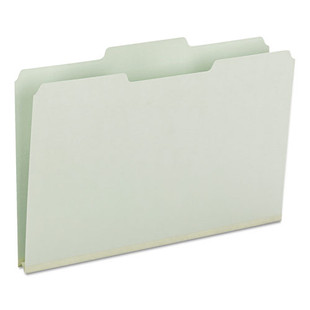 Expanding Recycled Heavy Pressboard Folders, 1/3-cut Tabs, 1" Expansion, Legal Size, Gray-green, 25/box