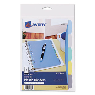 Write And Erase Durable Plastic Dividers With Pocket, 7-hole Punched, 5-tab, 8.5 X 5.5, Assorted, 1 Set