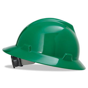 V-gard Full-brim Hard Hats, Ratchet Suspension, Size 6 1/2 - 8, Green