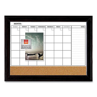 Magnetic Combination Dry Erase Calendar/cork Board, 35 X 23, Black Wood Frame