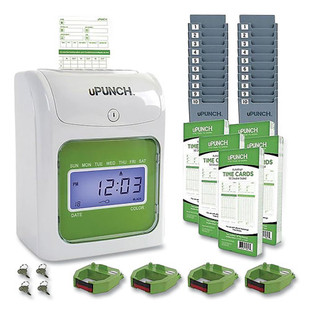 Ub1000 Electronic Non-calculating Time Clock Bundle, Lcd Display, Beige/green