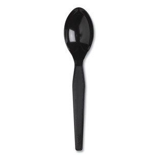 Smartstock Plastic Cutlery Refill, Spoons, 6", Series-f Heavyweight, Black, 40/pack, 24 Packs/carton