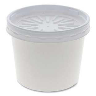 Paper Round Food Container And Lid Combo, 12 Oz, 3.75" Diameter X 3h", White, 250/carton