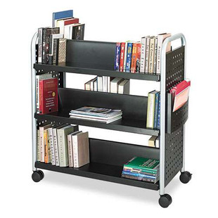 Scoot Book Cart, Six-shelf, 41.25w X 17.75d X 41.25h, Black