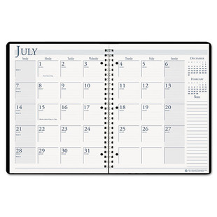 Spiralbound Academic Monthly Planner, 11 X 8.5, Black Cover, 14-month (july To Aug): 2023 To 2024