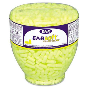 E-a-rsoft Neon Tapered Earplug Refill, Cordless, Yellow, 500/box