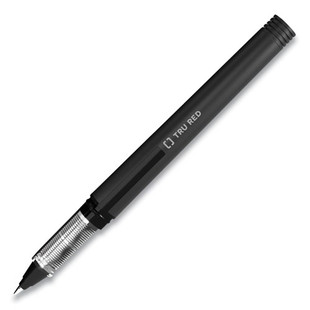 Roller Ball Pen, Stick, Fine 0.5 Mm, Black Ink, Black Barrel, Dozen