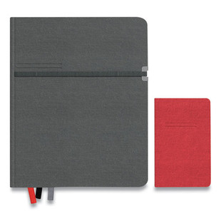 Large Mastery Journal With Pockets, 1 Subject, Narrow Rule, Charcoal/red Cover, 10 X 8, 192 Sheets