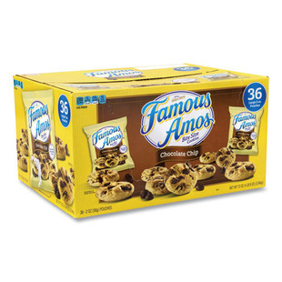 Famous Amos Cookies, Chocolate Chip, 2 Oz Bag, 36/carton, Delivered In 1-4 Business Days