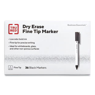 Dry Erase Marker, Pen-style, Fine Bullet Tip, Black, Dozen