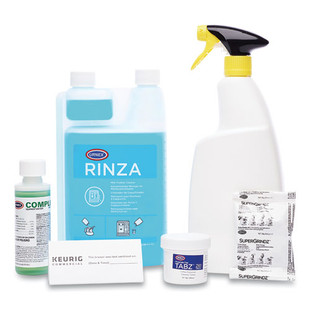 Bean To Cup Brewer Deep Cleaning Kit, 4oz Complete Café;(3) 32oz Rinza; (12)tabz Z61;(3) Supergrindz A01;spray Bottle