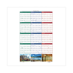 Earthscapes Recycled Reversible/erasable Yearly Wall Calendar, Nature Photos, 32 X 48, White Sheets, 12-month (jan-dec): 2024