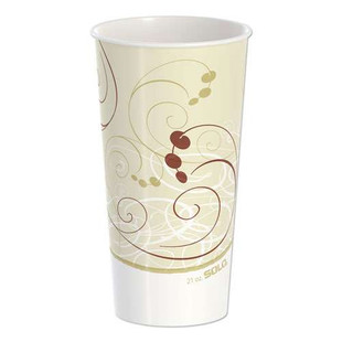 Double Sided Poly Paper Cold Cups, 21 Oz, Symphony Design, Tan/maroon/white, 50/pack, 20 Packs/carton