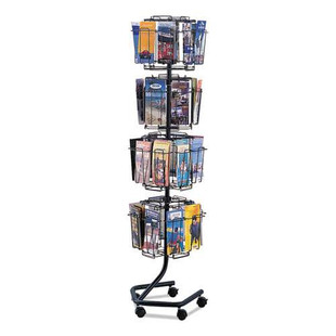 Wire Rotary Display Racks, 32 Compartments, 15w X 15d X 60h, Charcoal Wire Rotary Display Racks, 32 Compartments, 15w X 15d X 60h, Charcoal