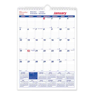 Twin-wirebound Wall Calendar, One Month Per Page, 8 X 11, White/blue Sheets, 12-month (jan To Dec): 2026