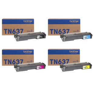 Brother TN637 Set | 4-Pack Original Toner Combo | 4 Colors