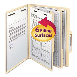 Manila Four- And Six-section Top Tab Classification Folders, 2 Dividers, Letter Size, Manila, 10/box