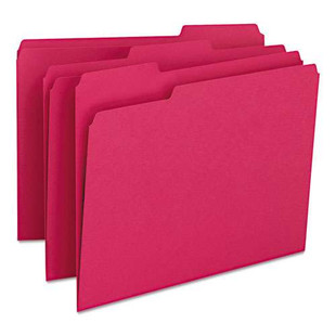 Colored File Folders, 1/3-cut Tabs: Assorted, Letter Size, 0.75" Expansion, Red, 100/box