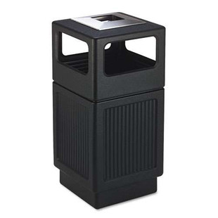 Canmeleon Ash/trash Receptacle, Square, Polyethylene, 38 Gal, Textured Black