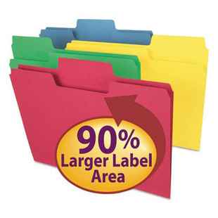 Supertab Colored File Folders, 1/3-cut Tabs: Assorted, Letter Size, 0.75" Expansion, 11-pt Stock, Color Assortment 1, 100/box