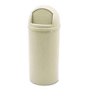 Marshal Classic Container, Round, Polyethylene, 15 Gal, Beige