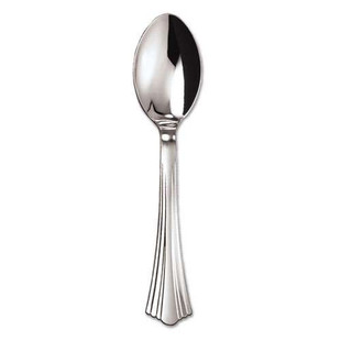 Heavyweight Plastic Spoons, Silver, 6 1/4", Reflections Design, 600/carton