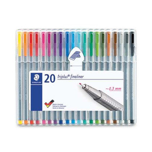 Triplus Fineliner Porous Point Pen, Stick, Extra-fine 0.3 Mm, Assorted Ink Colors, Silver Barrel, 20/pack