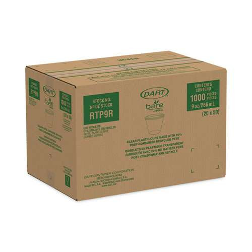 Bare Eco-forward Rpet Cold Cups, 9 Oz, Leaf Design, Clear/green/orange, 1,000/carton