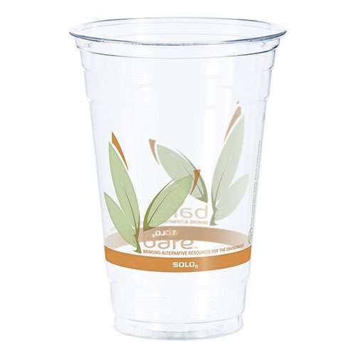 Bare Eco-forward Rpet Cold Cups 20 Oz, Leaf Design, Clear, 50/pack, 12 Packs/carton
