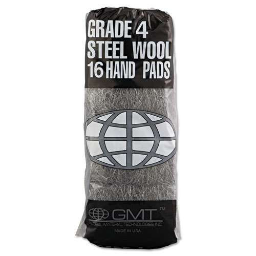 Industrial-quality Steel Wool Hand Pads, #4 Extra Coarse, Steel Gray, 16 Pads/sleeve, 12 Sleeves/carton Industrial-quality Steel Wool Hand Pads, #4 Extra Coarse, Steel Gray, 16 Pads/sleeve, 12 Sleeves/carton