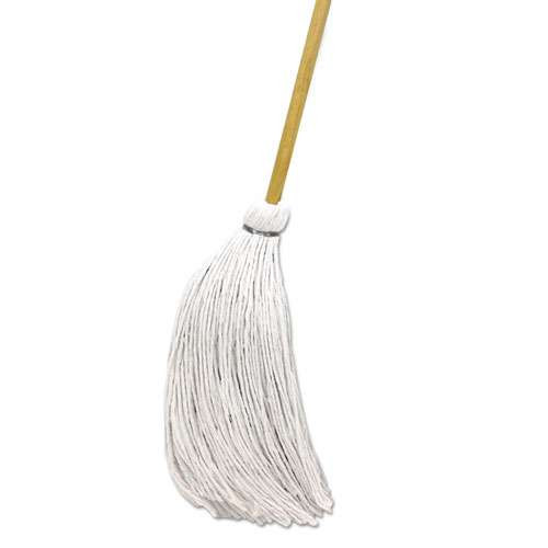 Handle/deck Mops, 24 Oz White Rayon Head, 54" Oak Wood Handle, 6/pack