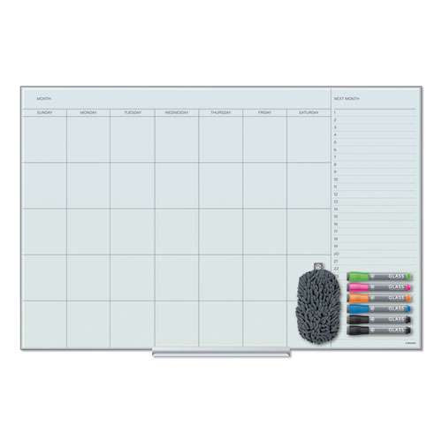 Floating Glass Dry Erase Undated One Month Calendar, 36 X 24, White Floating Glass Dry Erase Undated One Month Calendar, 36 X 24, White