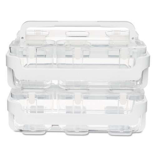 Stackable Caddy Organizer With S, M And L Containers, Plastic, 10.5 X 14 X 6.5, White Caddy/clear Containers Stackable Caddy Organizer With S, M And L Containers, Plastic, 10.5 X 14 X 6.5, White Caddy/clear Containers