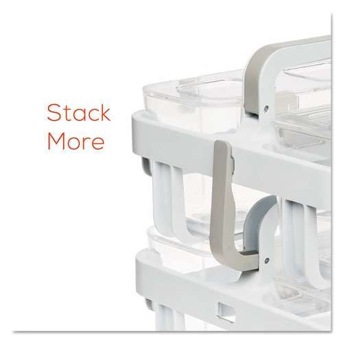 Stackable Caddy Organizer With S, M And L Containers, Plastic, 10.5 X 14 X 6.5, White Caddy/clear Containers Stackable Caddy Organizer With S, M And L Containers, Plastic, 10.5 X 14 X 6.5, White Caddy/clear Containers