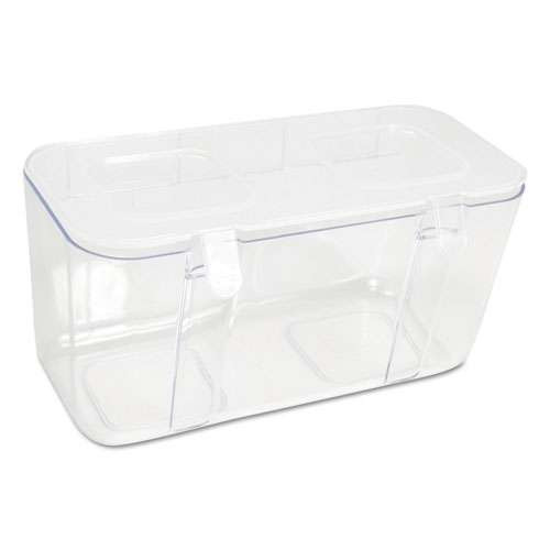 Stackable Caddy Organizer With S, M And L Containers, Plastic, 10.5 X 14 X 6.5, White Caddy/clear Containers Stackable Caddy Organizer With S, M And L Containers, Plastic, 10.5 X 14 X 6.5, White Caddy/clear Containers