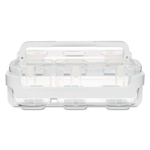 Stackable Caddy Organizer With S, M And L Containers, Plastic, 10.5 X 14 X 6.5, White Caddy/clear Containers Stackable Caddy Organizer With S, M And L Containers, Plastic, 10.5 X 14 X 6.5, White Caddy/clear Containers