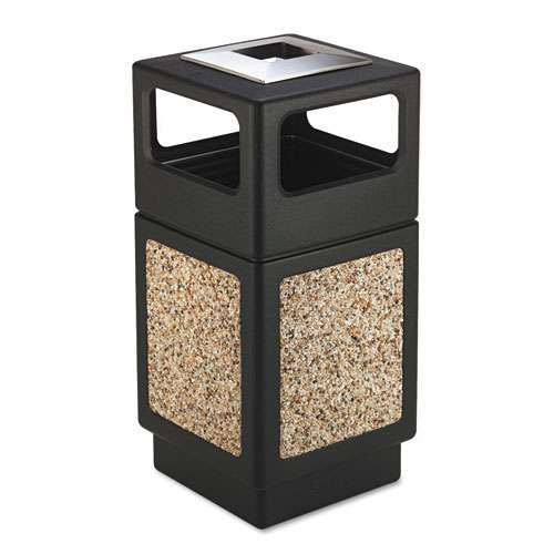 Canmeleon Ash/trash Receptacle, Square, Aggregate/polyethylene, 15 Gal, Black