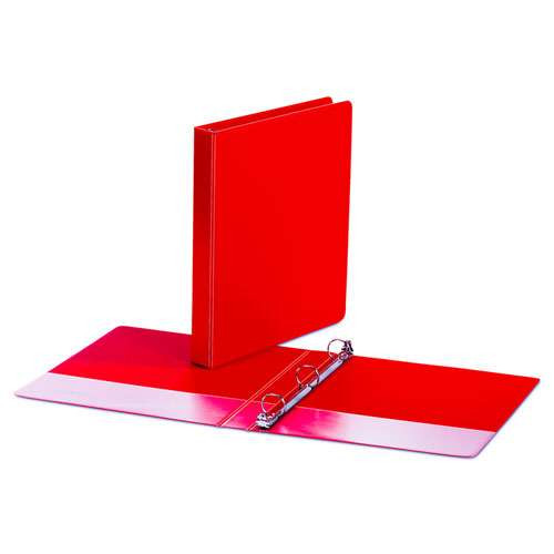 Economy Non-view Round Ring Binder, 3 Rings, 1" Capacity, 11 X 8.5, Red